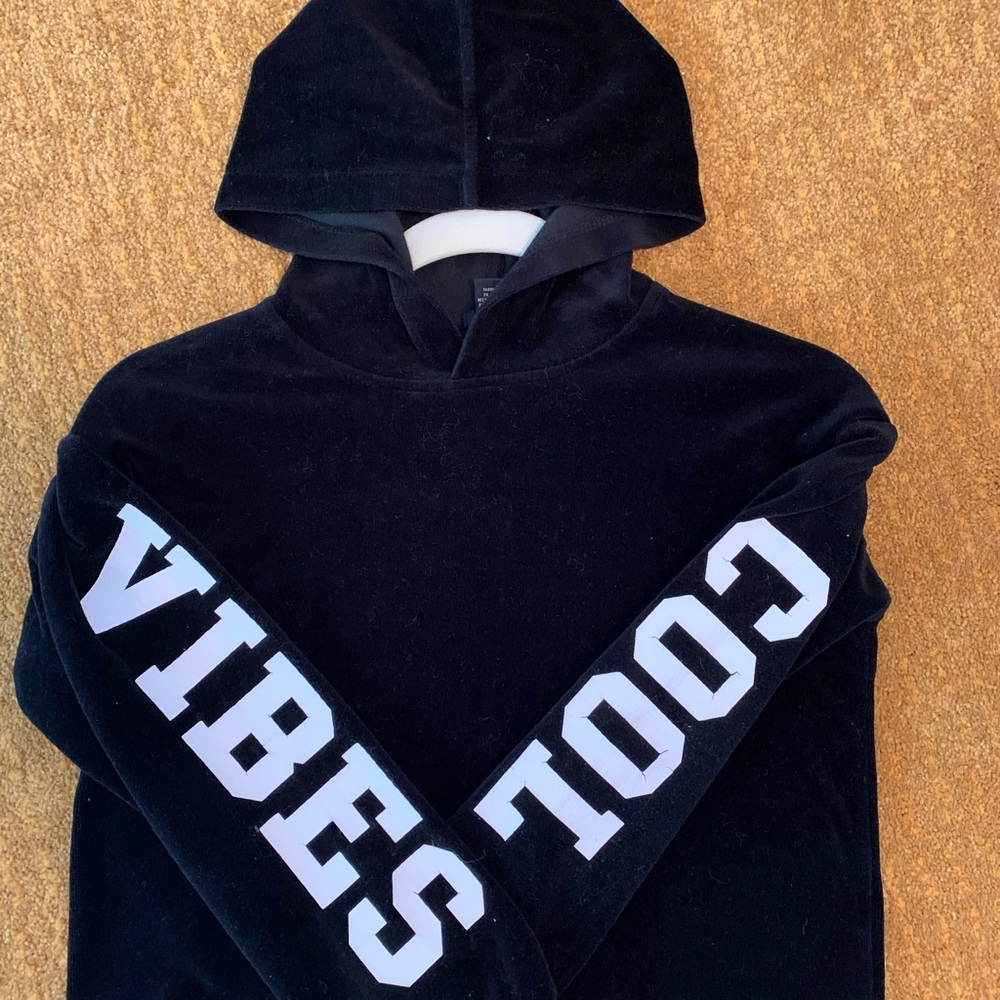 Forever 21 Black Velvet Hoodie